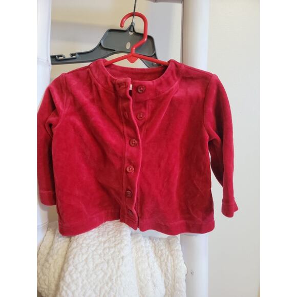 Hanna Andersson Red Velour Cardigan Sz 2 - Picture 1 of 2